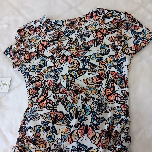 Butterfly pattern side ruched t-shirt dress - Picture 6 of 11